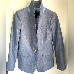 JCrew Chambray Ruffled Blazer - Size 000